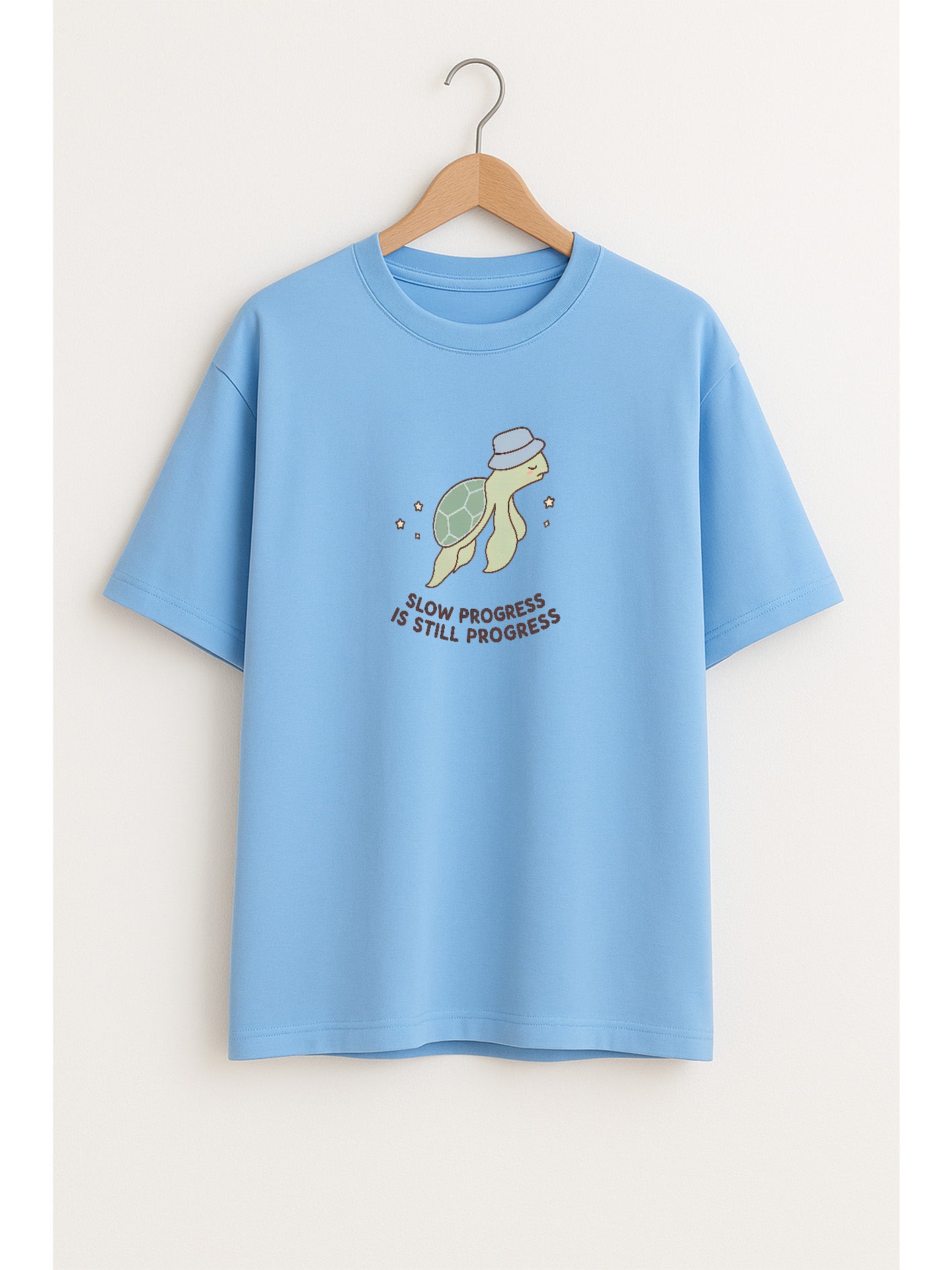 Slow Progress Turtle – Oversized Unisex Motivational Tee