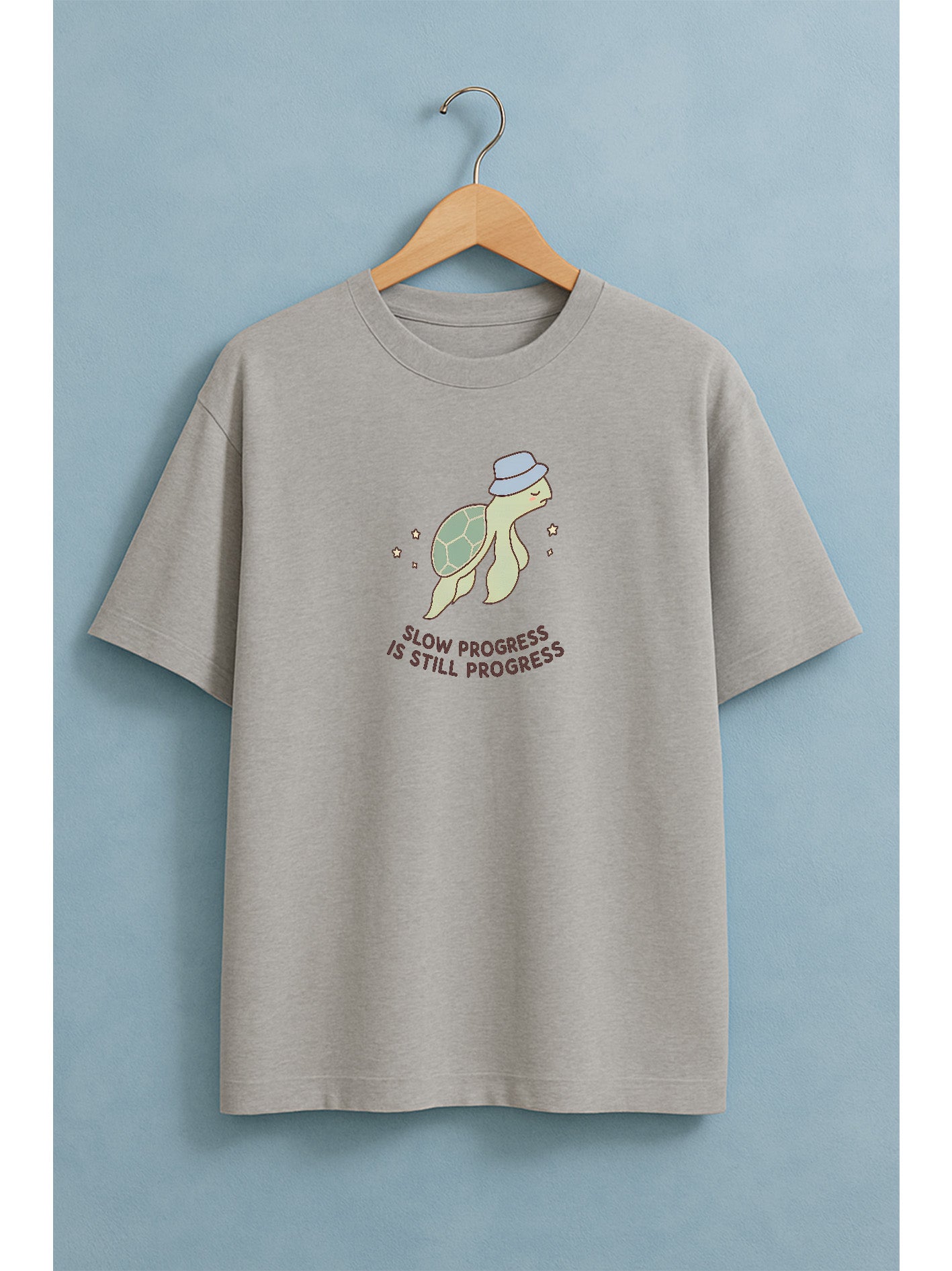 Slow Progress Turtle – Oversized Unisex Motivational Tee