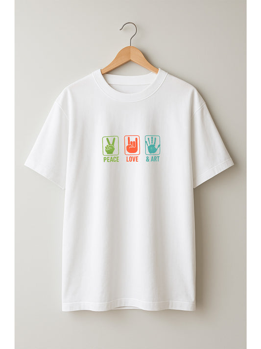Peace, Love & Art – Oversized Unisex Graphic Tee